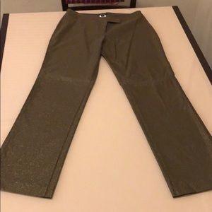 Bebe Pants, Size 10, Olive w/Gold Pinstripe